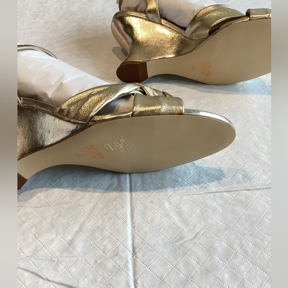 Knotted Sculptural Wedge Sandals Anthropologie Dressy Gold Heels Size 7 NIB NEW - Picture 6 of 15